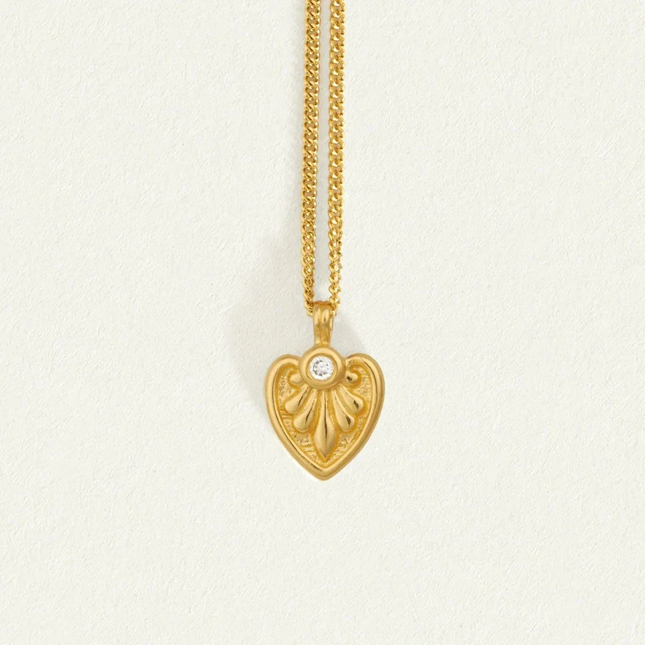 Gold Heart Pendant with 0.01 CT Round Lab Grown Diamond 1