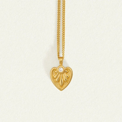 Gold Heart Pendant with 0.01 CT Round Lab Grown Diamond 1