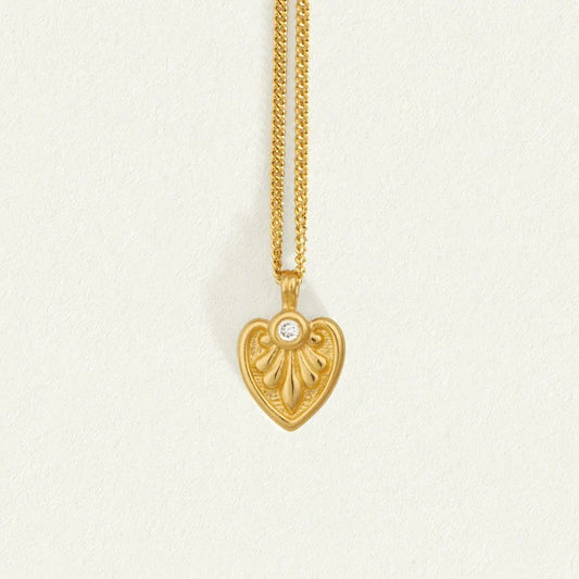 Gold Heart Pendant with 0.01 CT Round Lab Grown Diamond