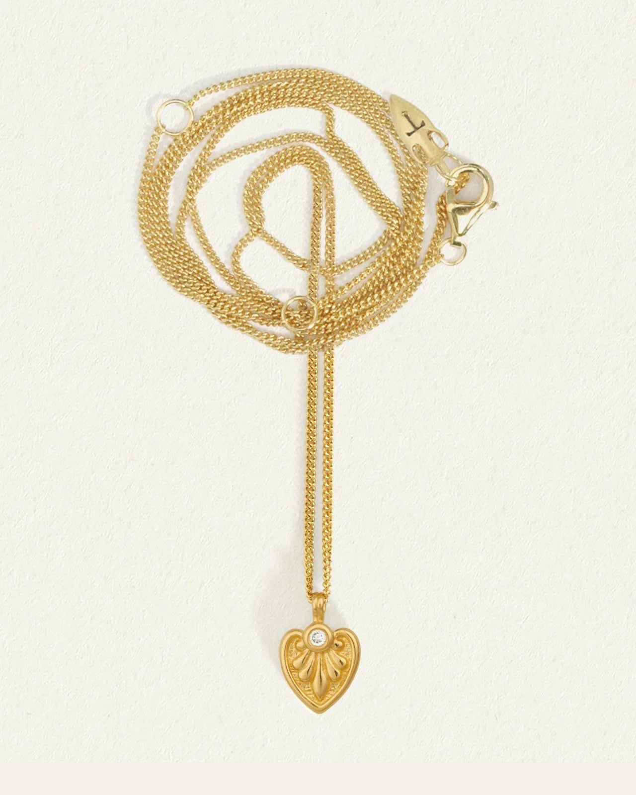 Gold Heart Pendant with 0.01 CT Round Lab Grown Diamond 4