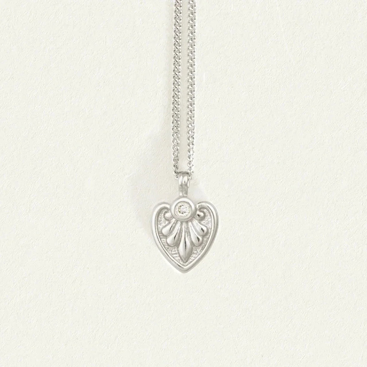 0.1 CT Round Lab-Grown Diamond Filigree Heart Necklace 1