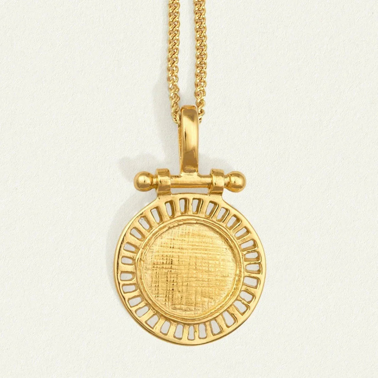 Golden Radiance Round Pendant Necklace