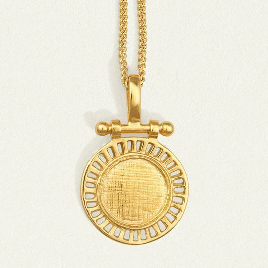 Golden Radiance Round Pendant Necklace