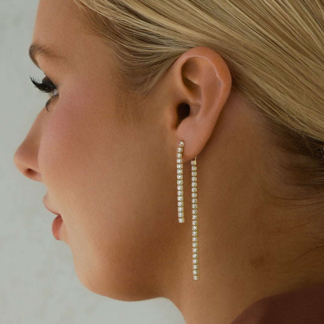 Elegant 0.4 TCW Round Lab-Grown Diamond Tennis Drop Earrings 5