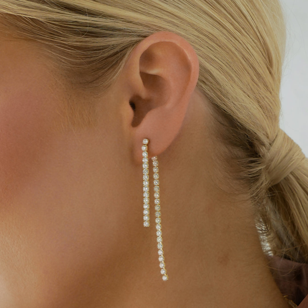 Elegant 0.4 TCW Round Lab-Grown Diamond Tennis Drop Earrings 4