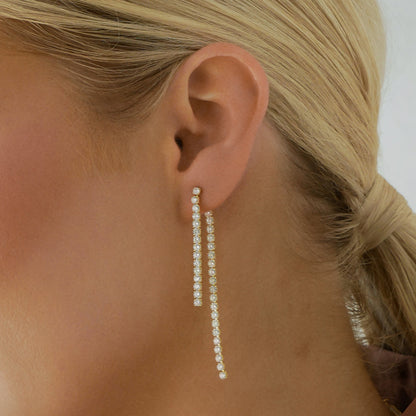 Elegant 0.4 TCW Round Lab-Grown Diamond Tennis Drop Earrings 4