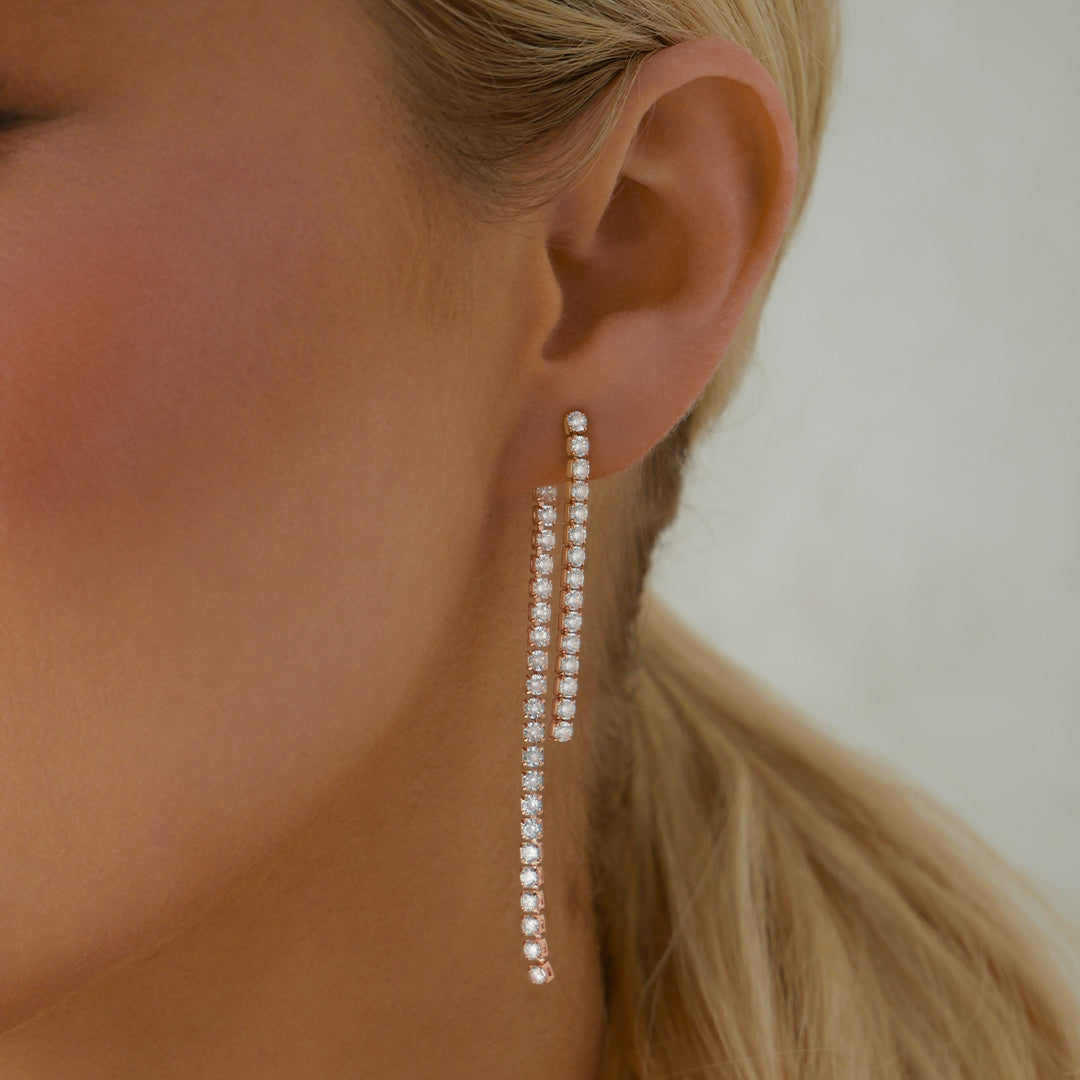 Elegant 0.4 TCW Round Lab-Grown Diamond Tennis Drop Earrings 8