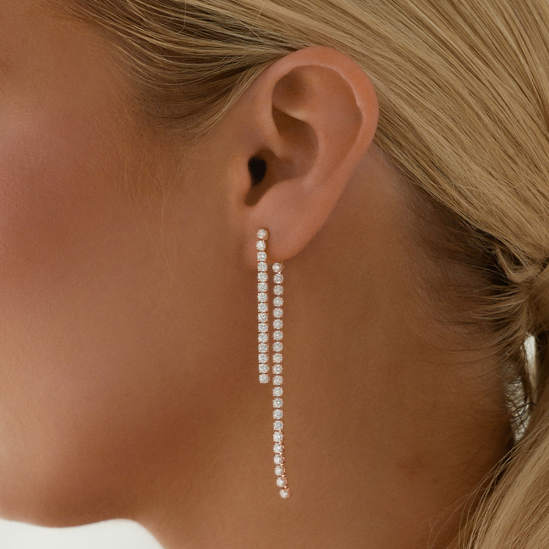 Elegant 0.4 TCW Round Lab-Grown Diamond Tennis Drop Earrings 9
