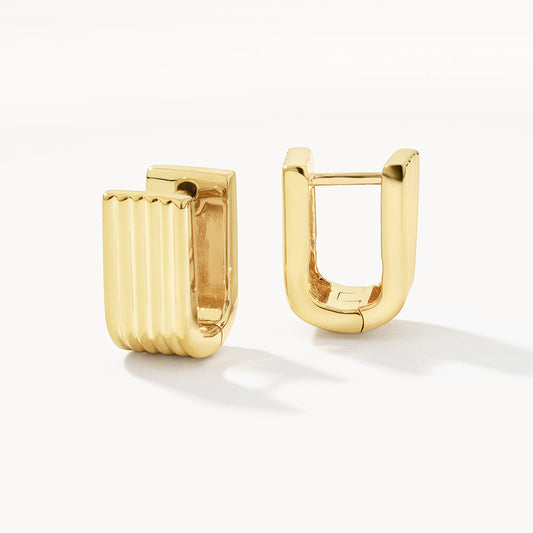 Textured U Shape Huggie Earrings