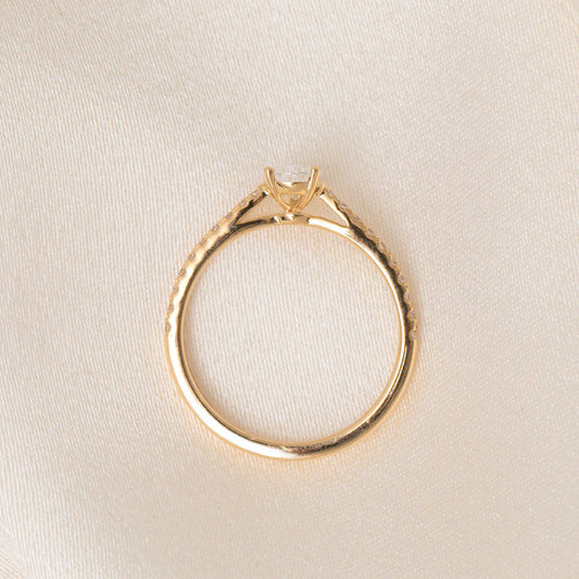 Pave-0.75 CT Pear Lab Grown Diamond Engagement Ring
