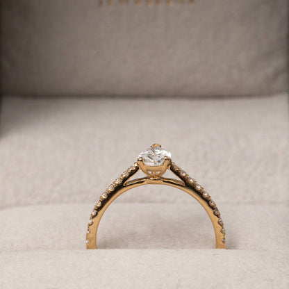Pave-0.75 CT Pear Lab Grown Diamond Engagement Ring