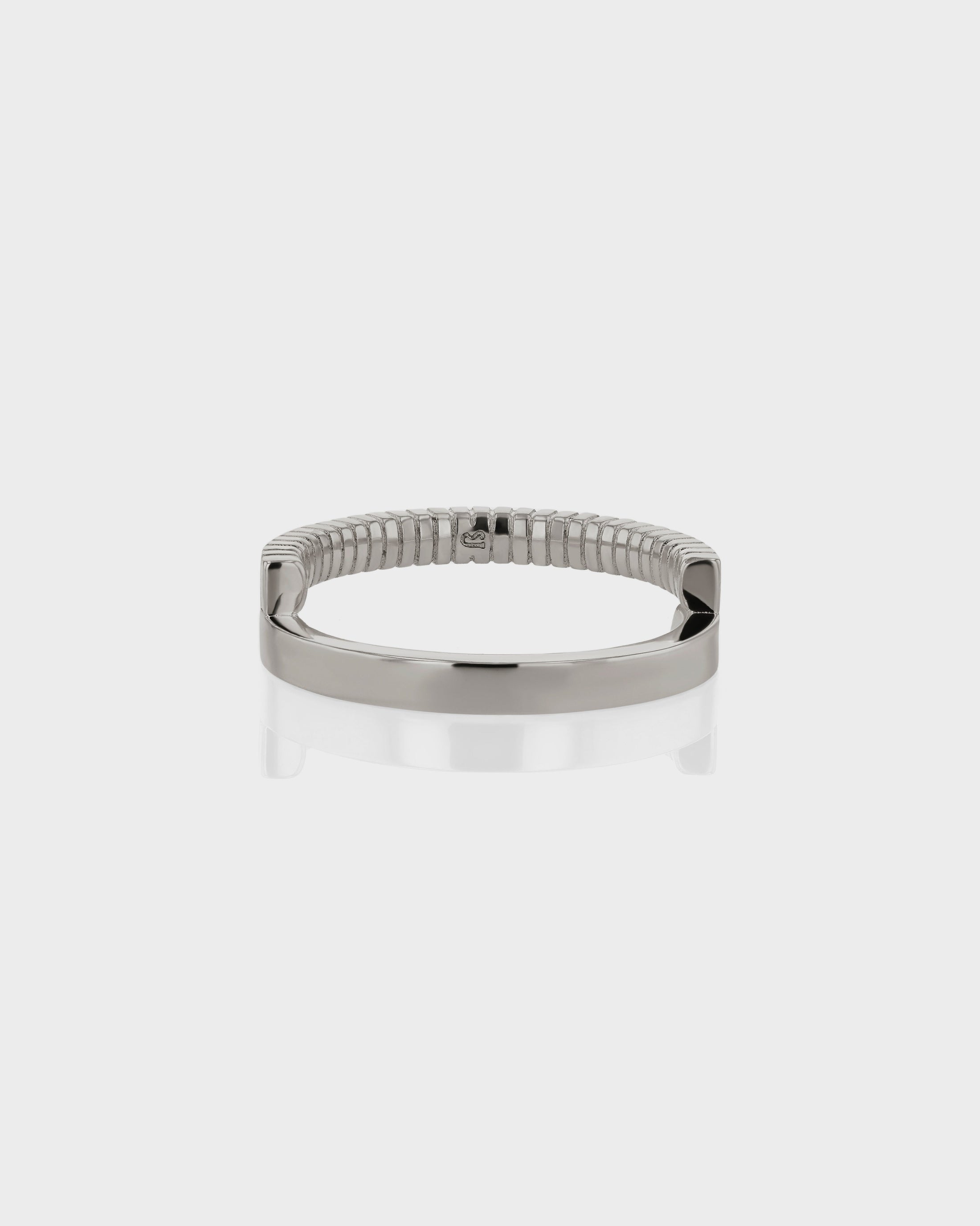 Elegant Split Traction Wedding Band in Polished Silver