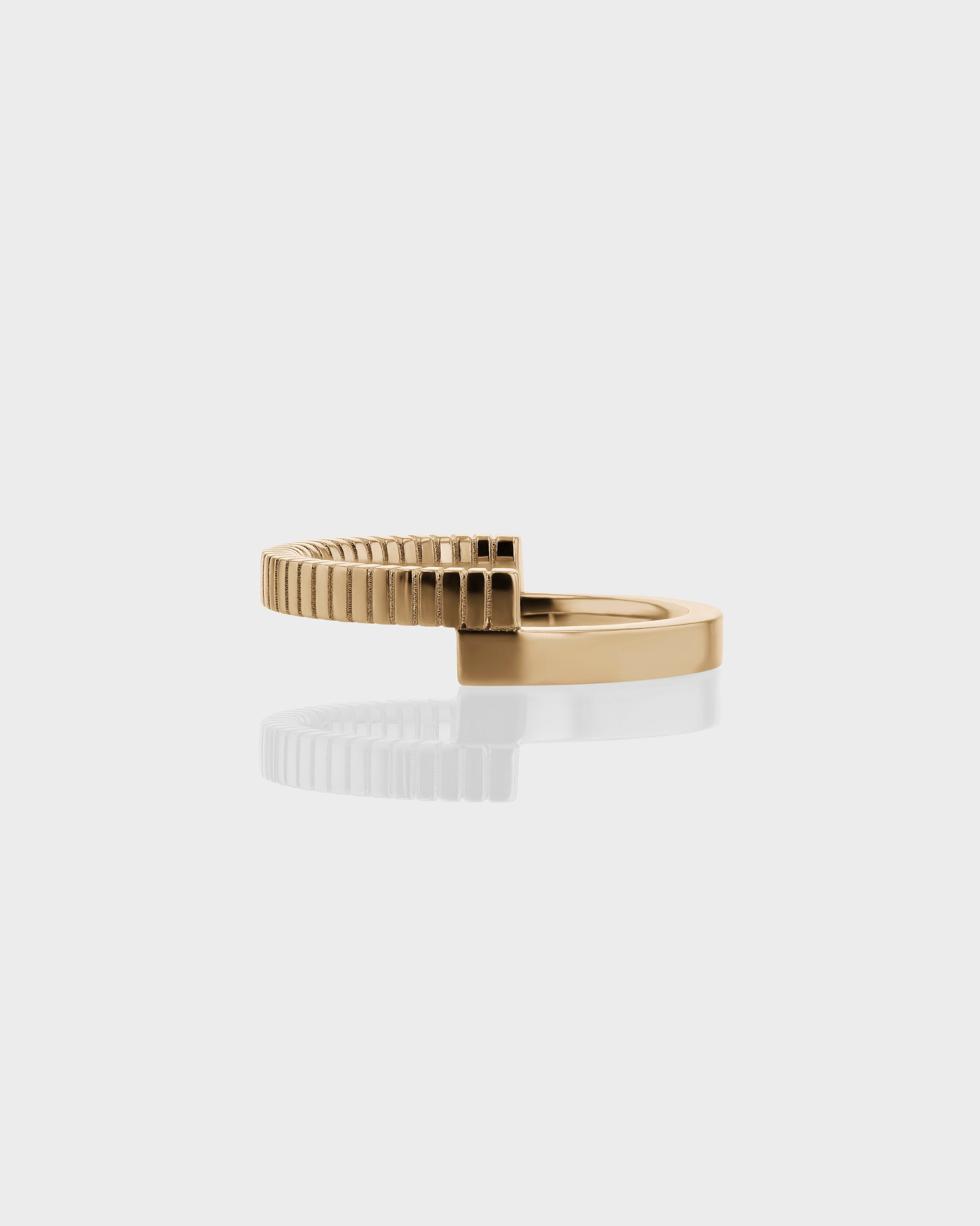 Golden Elegance: Textured Split Wedding Band 1