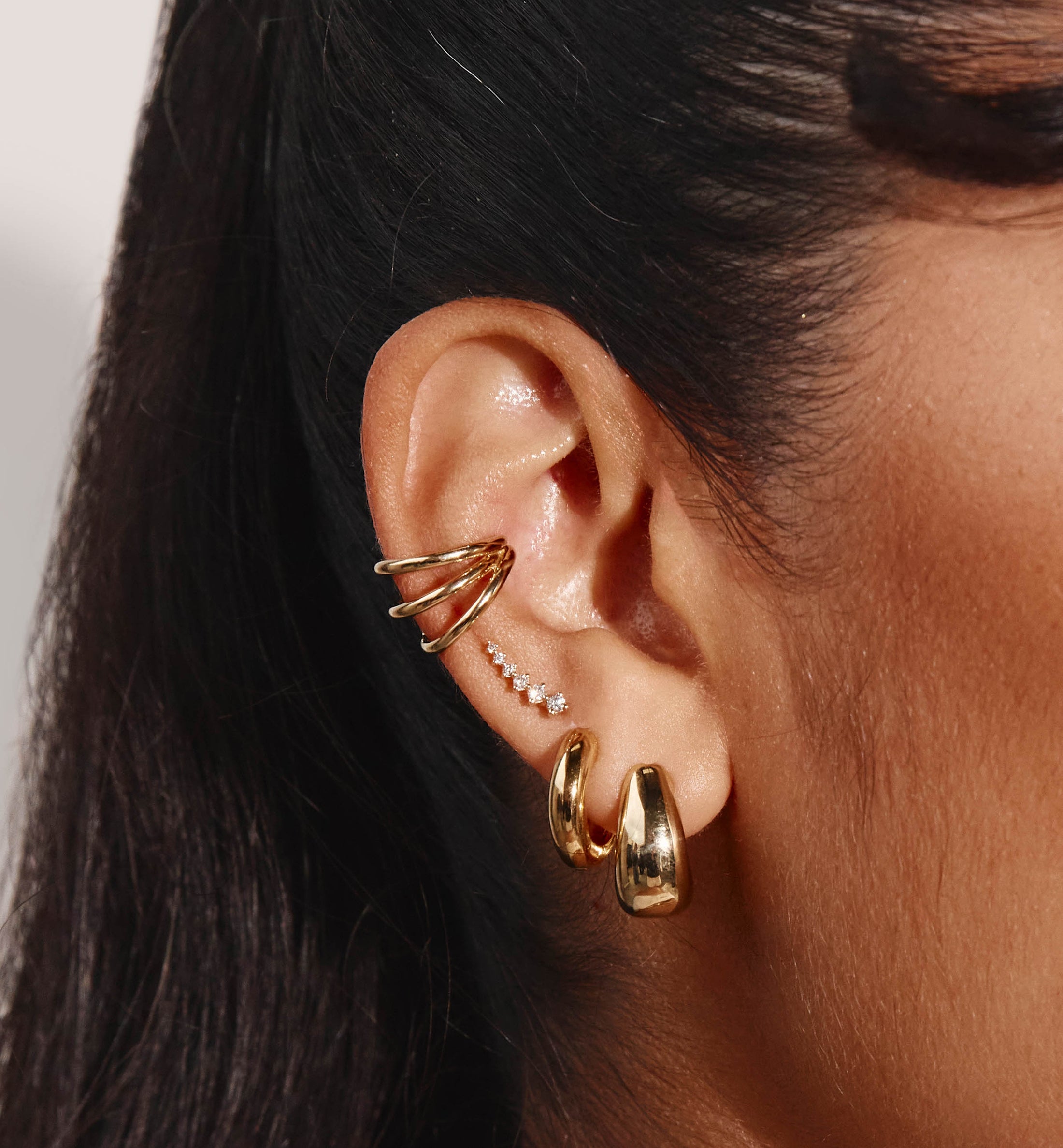 Triple Band Single Ear Cuff Earrings