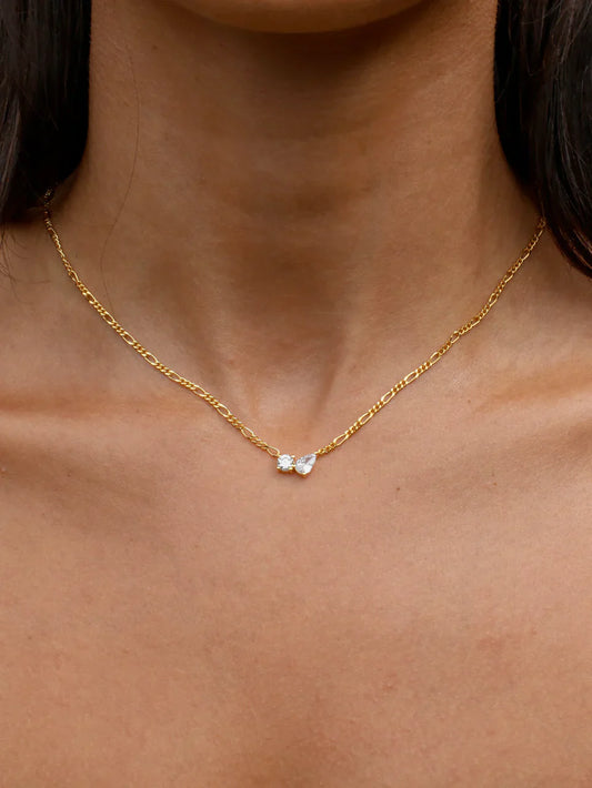 0.25 TCW Round & Pear Lab Grown Diamond Gold Necklace