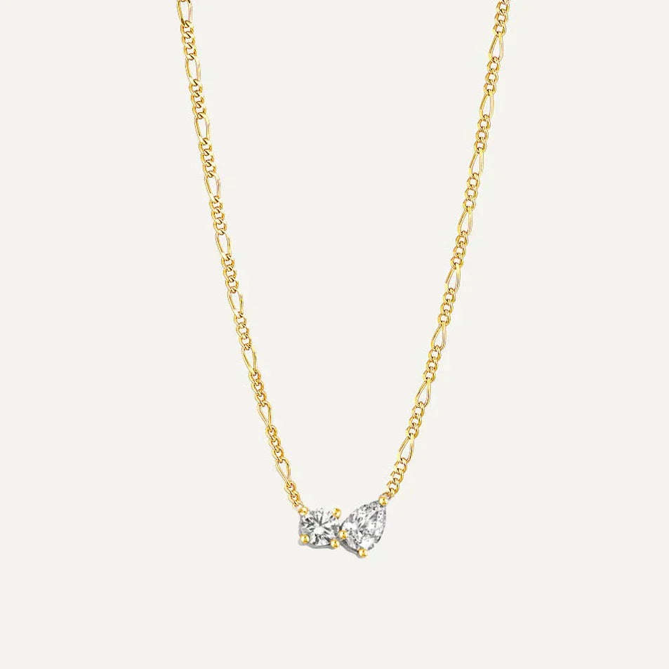 0.25 TCW Round & Pear Lab Grown Diamond Gold Necklace