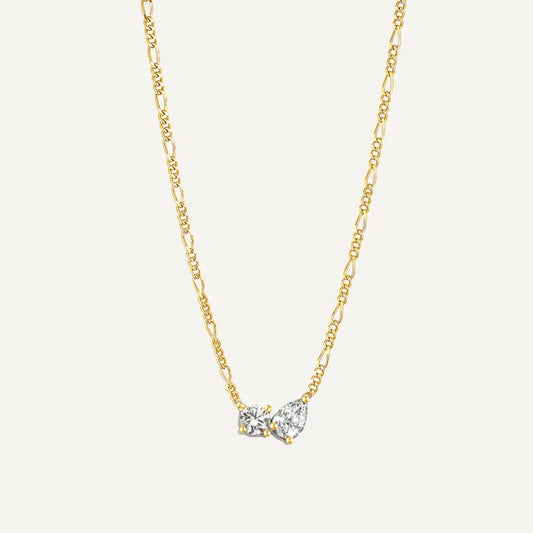 0.25 TCW Round & Pear Lab Grown Diamond Gold Necklace