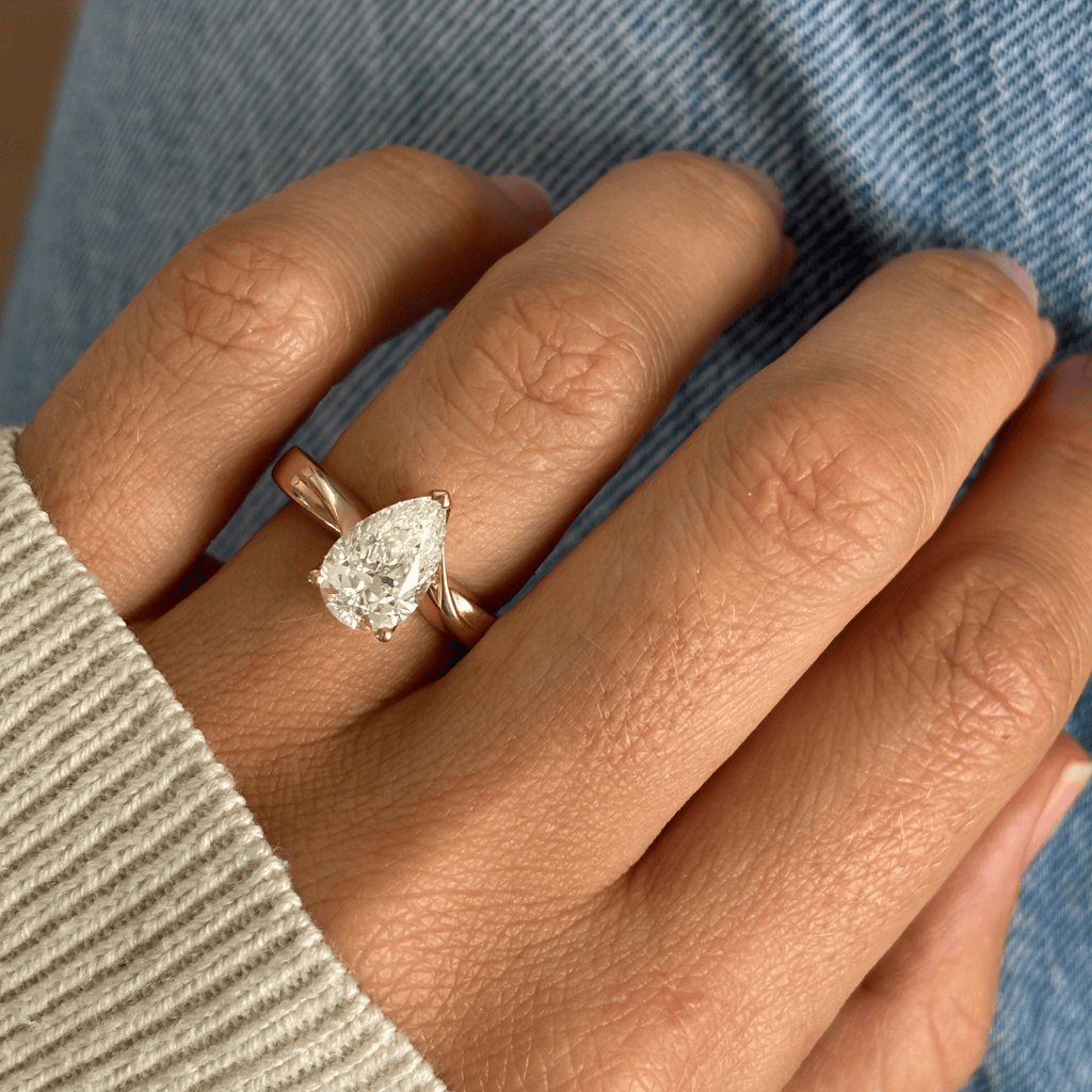 Solitaire & Bypass Style-Pear Lab Grown Diamond Engagement Ring