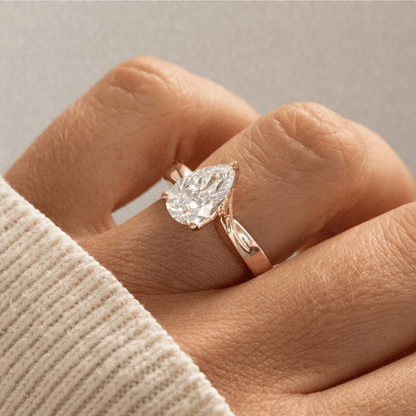 Solitaire & Bypass Style-Pear Lab Grown Diamond Engagement Ring