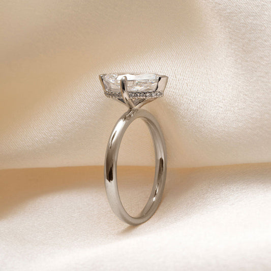 Hidden Halo-2.5 CT Marquise Lab Grown Diamond Engagement Ring