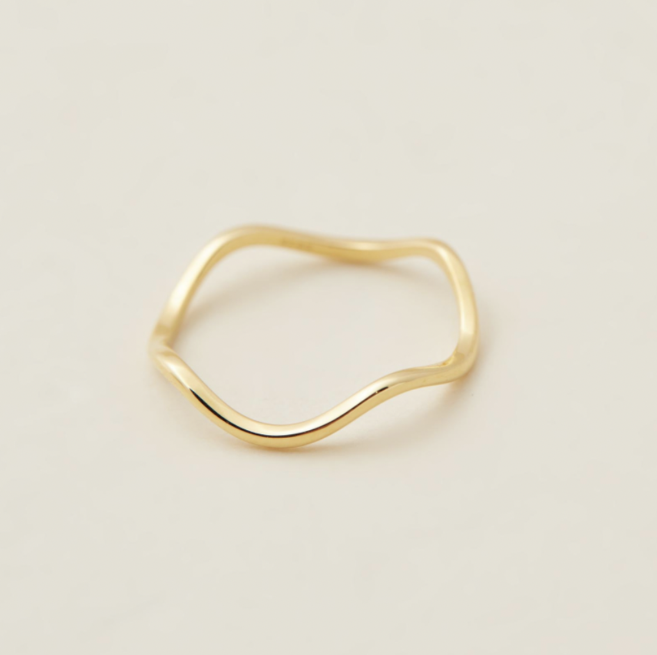 Uneven Thin Wave Wedding Band