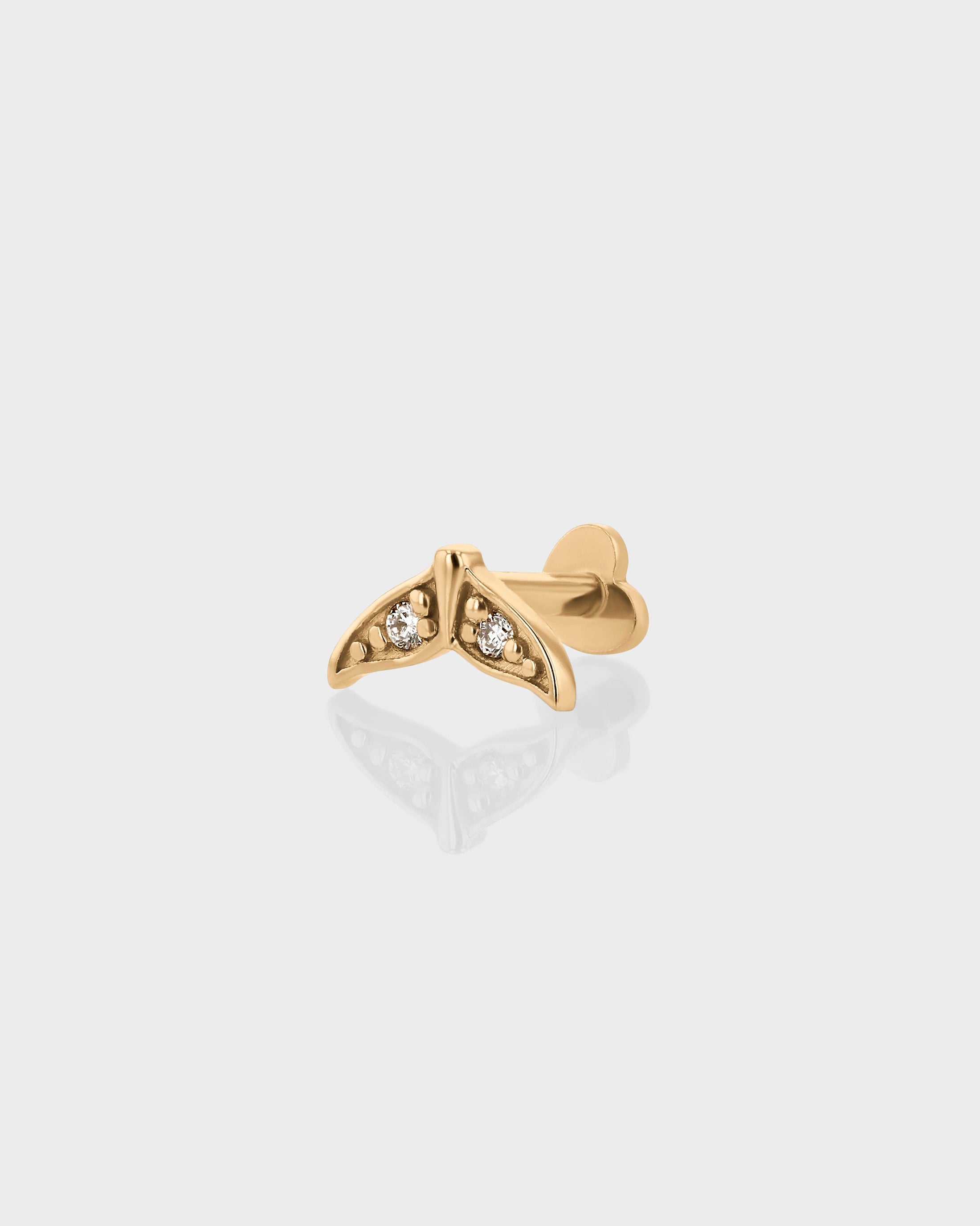 0.03 TCW Round Lab Grown Diamond Gold Whaletail Stud Earrings