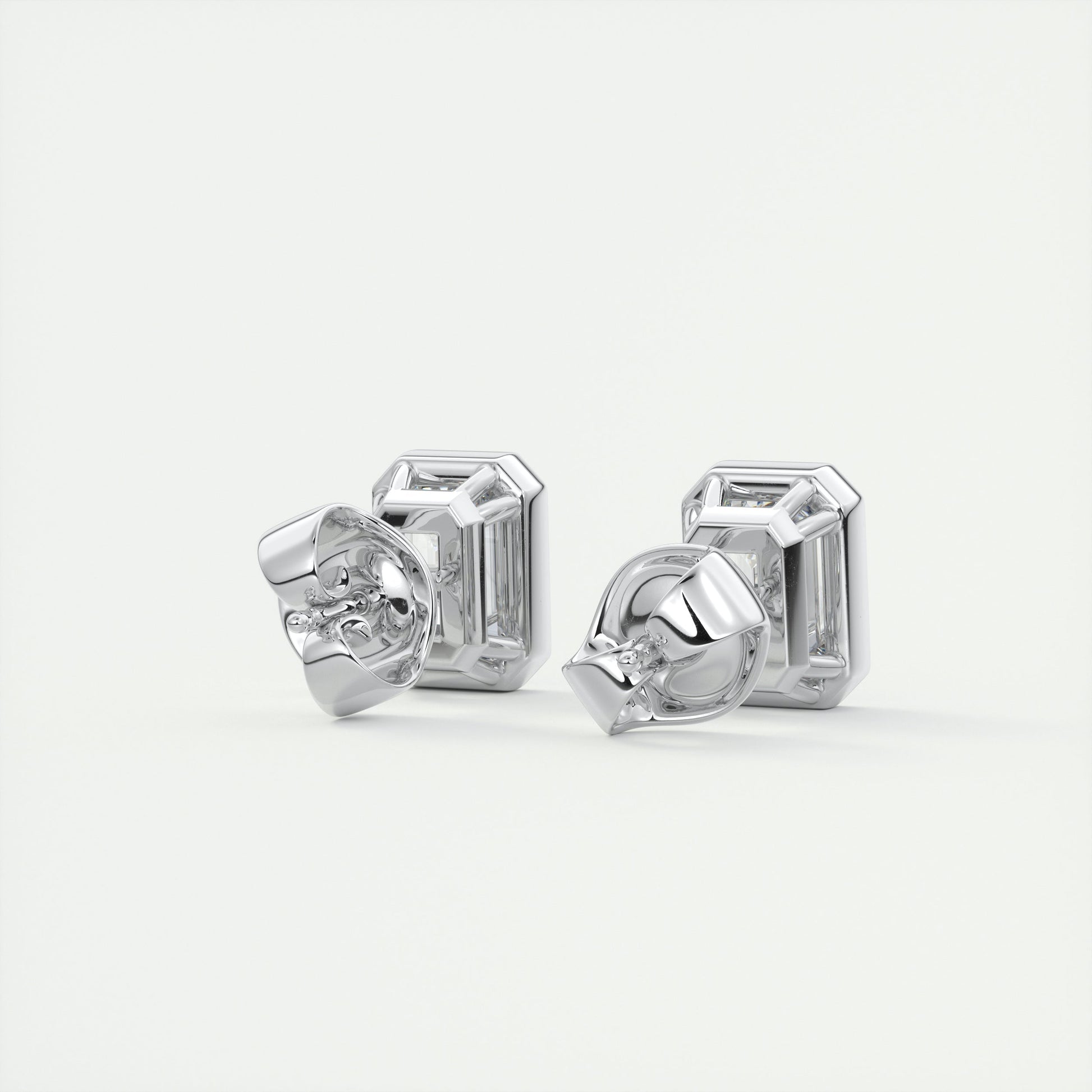 Radiant 1.0 TCW Emerald-Cut Lab Grown Diamond Stud Earrings 3