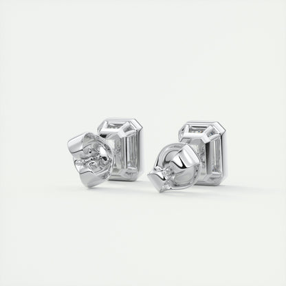 Radiant 1.0 TCW Emerald-Cut Lab Grown Diamond Stud Earrings 3