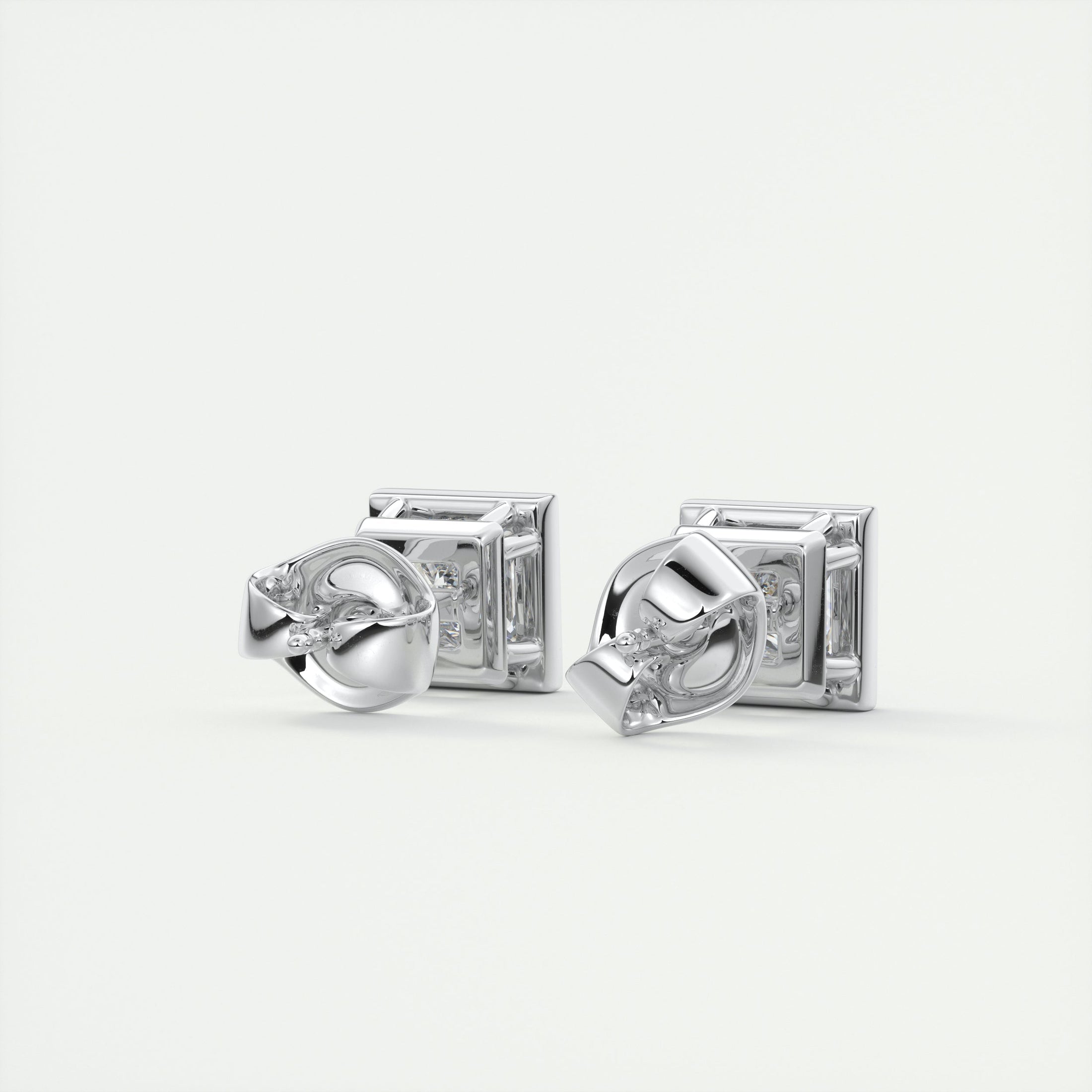 1.0 TCW Princess Lab Grown Diamond Solitaire Studs 3