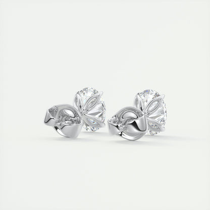 1.0 TCW Oval Lab-Grown Diamond Solitaire Earrings 3