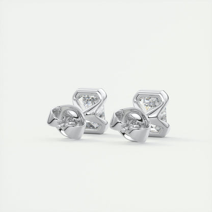 1.0 Carat Emerald-Cut Lab Grown Diamond Solitaire Earrings 3