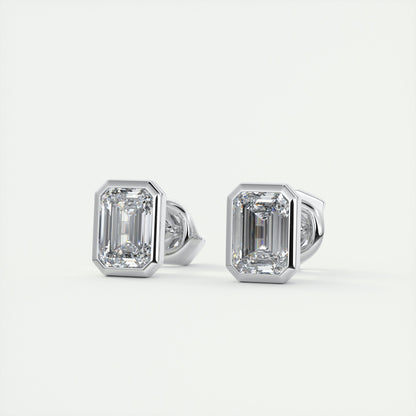 Radiant 1.0 TCW Emerald-Cut Lab Grown Diamond Stud Earrings 1
