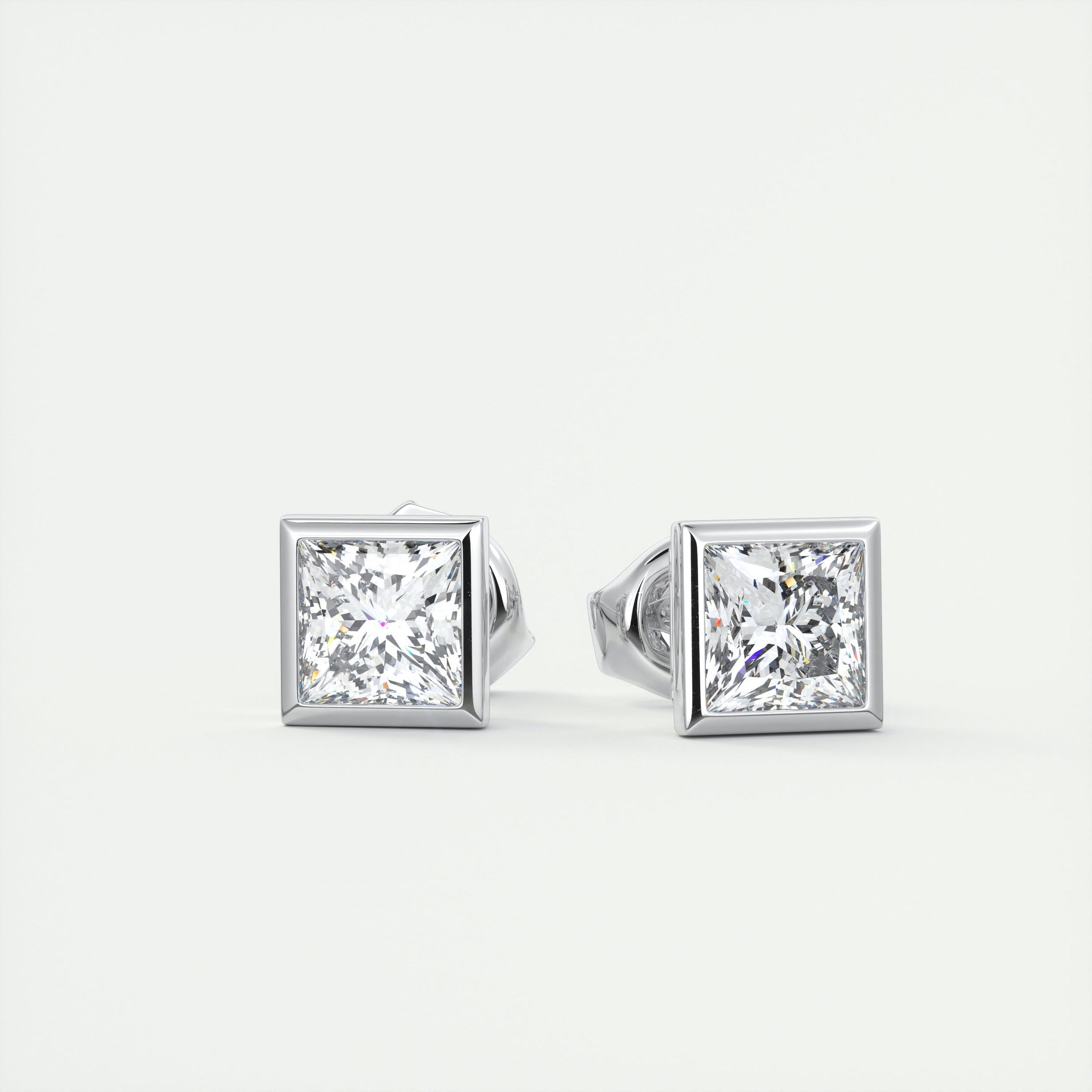 1.0 TCW Princess Lab Grown Diamond Solitaire Studs 1