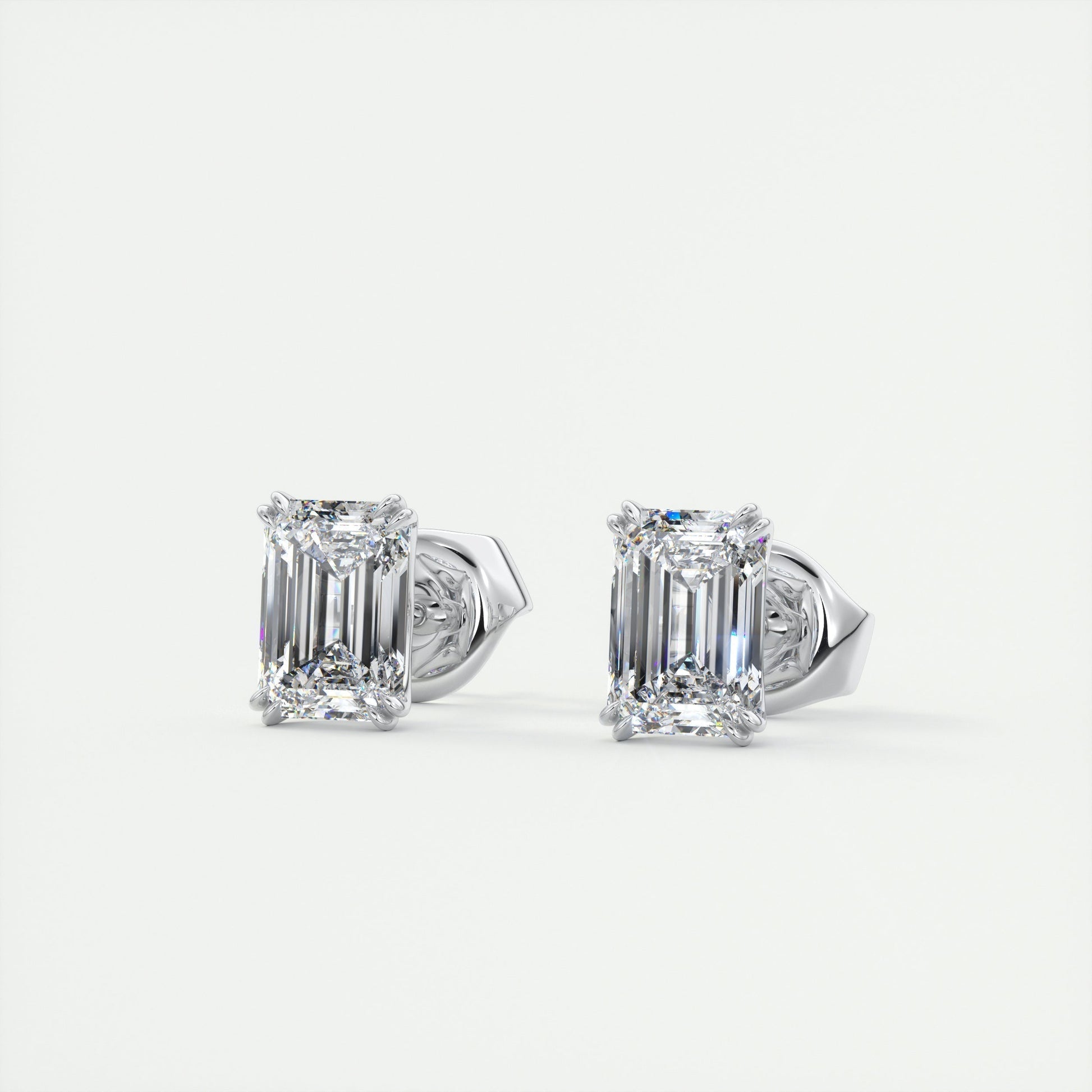 1.0 TCW Emerald Cut Lab Grown Diamond Solitaire Stud Earrings 2