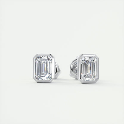 Radiant 1.0 TCW Emerald-Cut Lab Grown Diamond Stud Earrings 2
