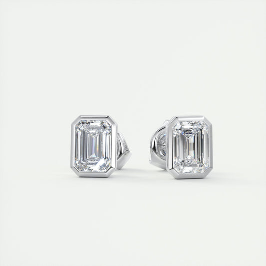 Radiant 1.0 TCW Emerald-Cut Lab Grown Diamond Stud Earrings