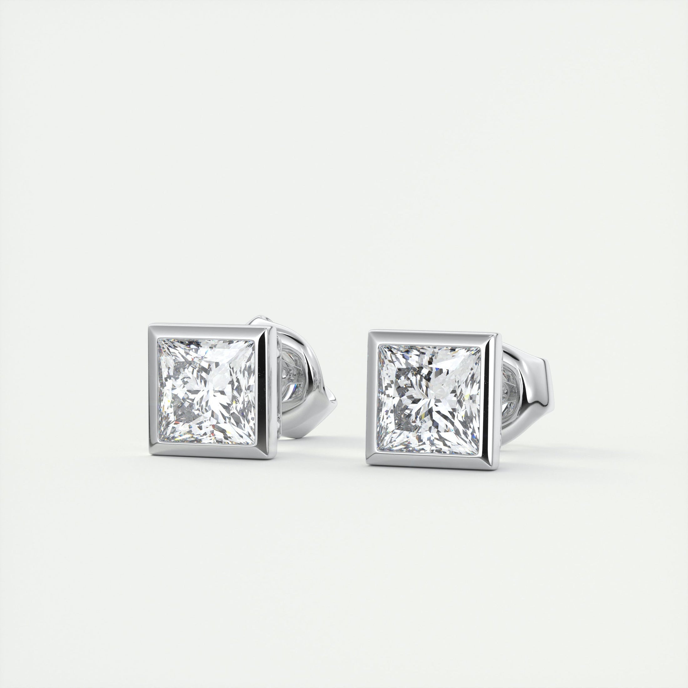 1.0 TCW Princess Lab Grown Diamond Solitaire Studs 2