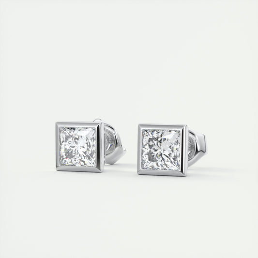 1.0 TCW Princess Lab Grown Diamond Solitaire Studs