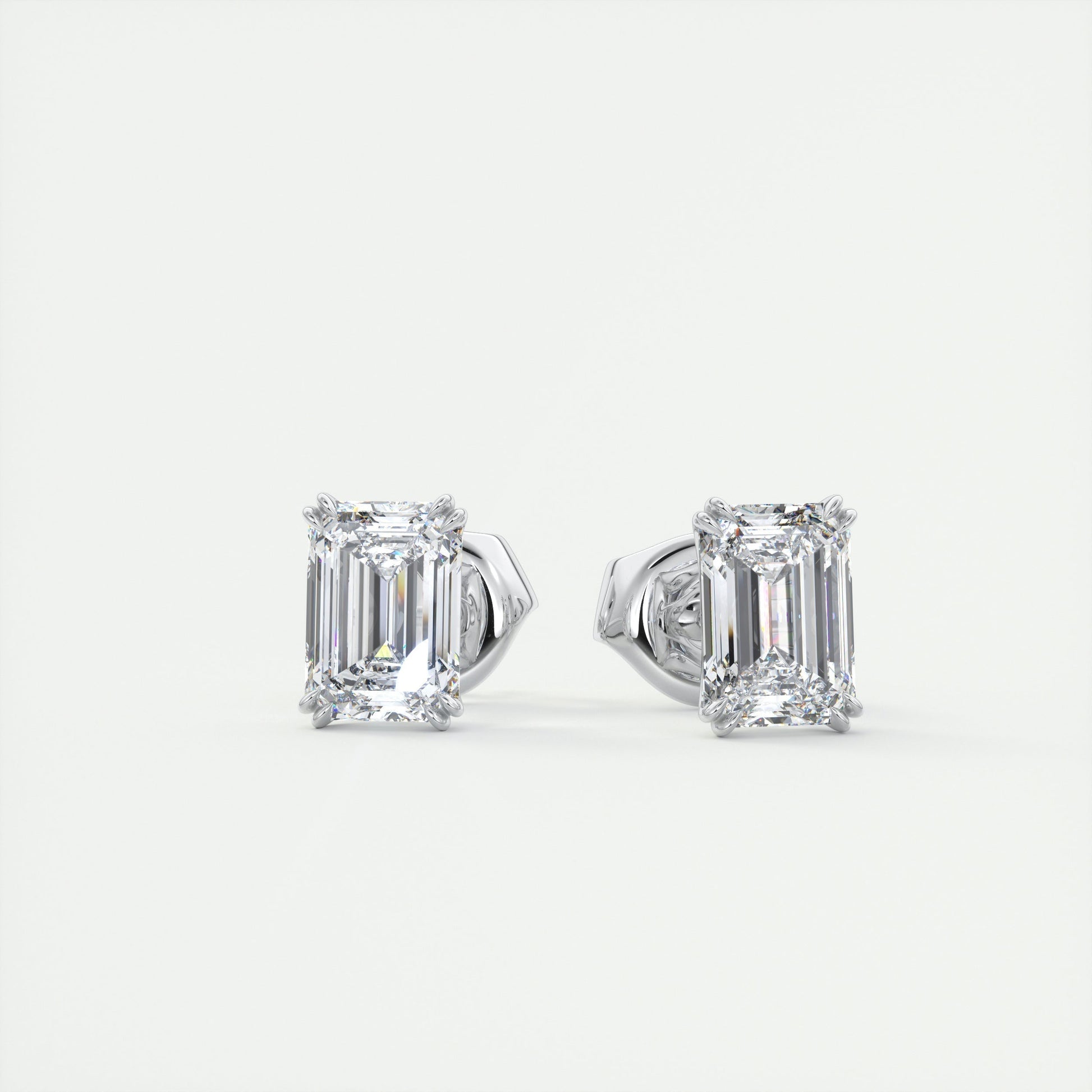 1.0 TCW Emerald Cut Lab Grown Diamond Solitaire Stud Earrings 1