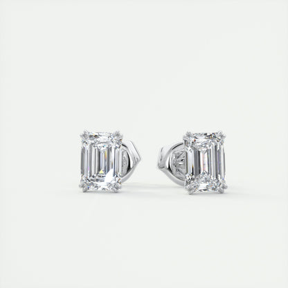 1.0 TCW Emerald Cut Lab Grown Diamond Solitaire Stud Earrings 1