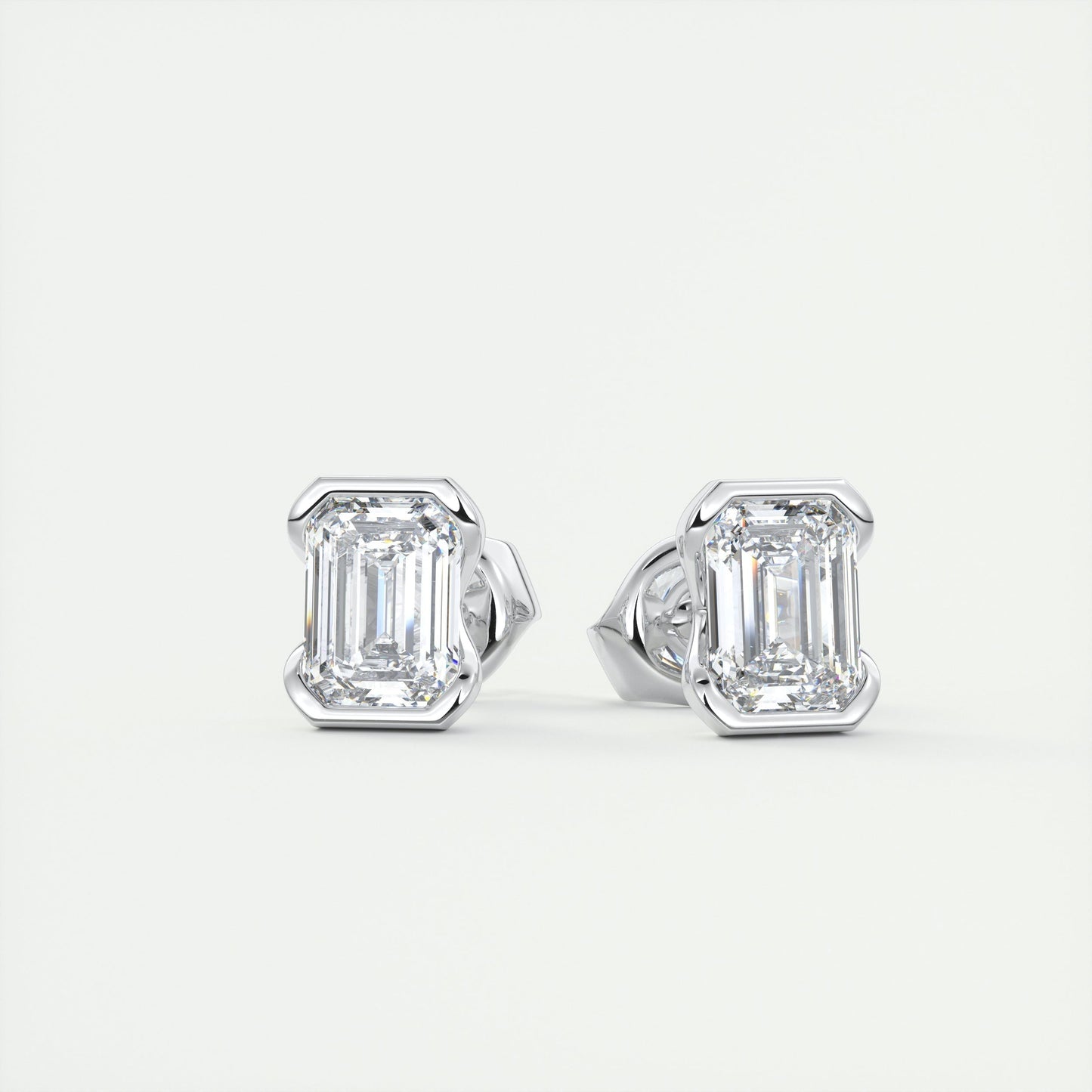 1.0 Carat Emerald-Cut Lab Grown Diamond Solitaire Earrings 1