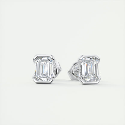 1.0 Carat Emerald-Cut Lab Grown Diamond Solitaire Earrings 1