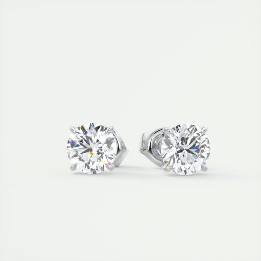 1.0 TCW Round Lab Grown Diamond Solitaire Stud Earrings