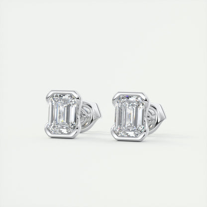 1.0 Carat Emerald-Cut Lab Grown Diamond Solitaire Earrings 2