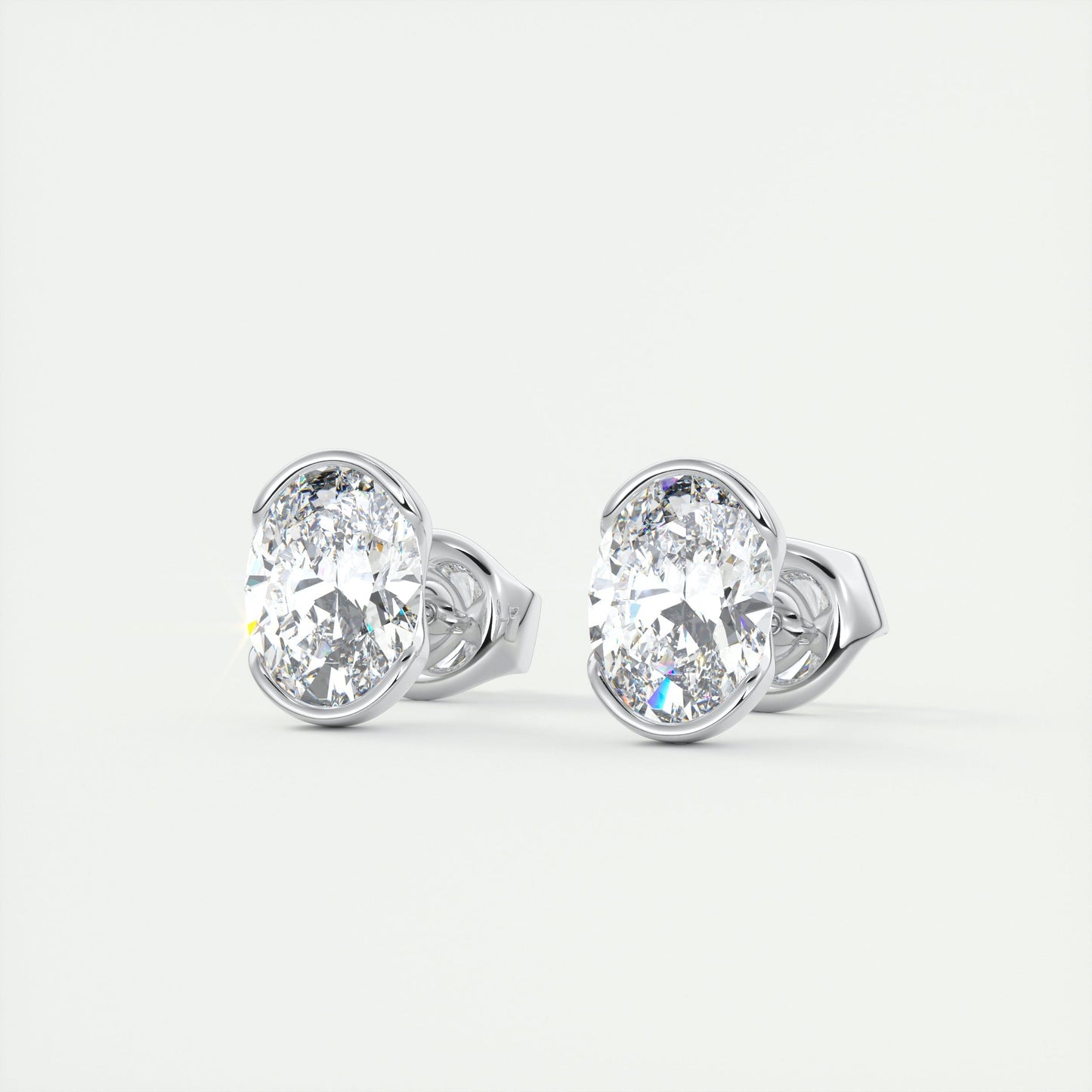 1.0 TCW Oval Lab Grown Diamond Solitaire Studs 2