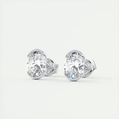 1.0 TCW Oval Lab Grown Diamond Solitaire Studs 2