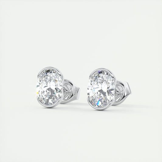 1.0 TCW Oval Lab Grown Diamond Solitaire Studs