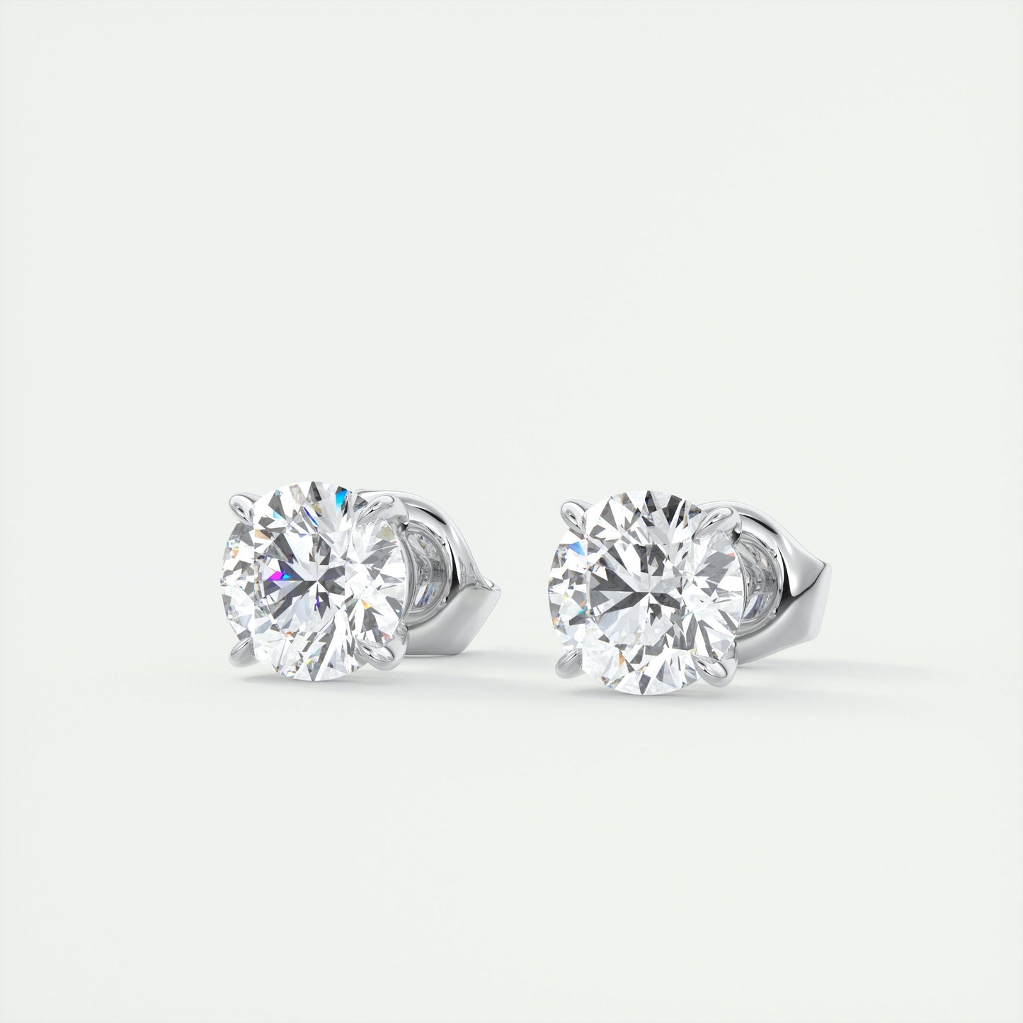 1.0 TCW Round Lab Grown Diamond Solitaire Stud Earrings 2