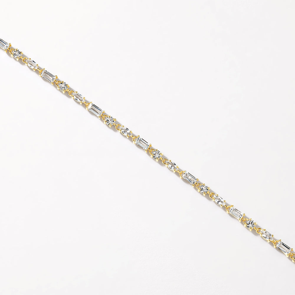 Radiant 4.0 TCW Lab Grown Diamond Tennis Bracelet: Baguette, Round & Marquise Elegance