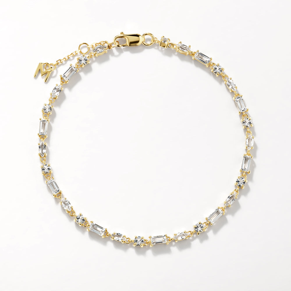 Radiant 4.0 TCW Lab Grown Diamond Tennis Bracelet: Baguette, Round & Marquise Elegance